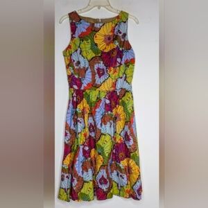 Retrolicious • Folter Watercolor Leaves Retro Style Dress size medium